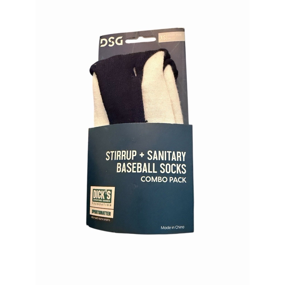 DSG Stirrup & Sanitary Baseball Socks Combo Navy Youth XS 9K-1Y NWT